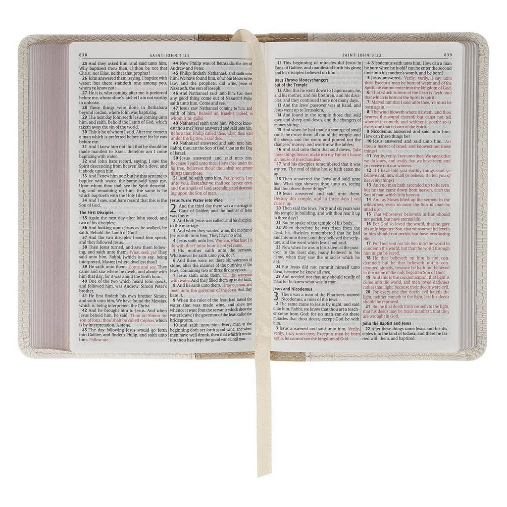 KJV Bible Mini Pocket Faux Leather, White