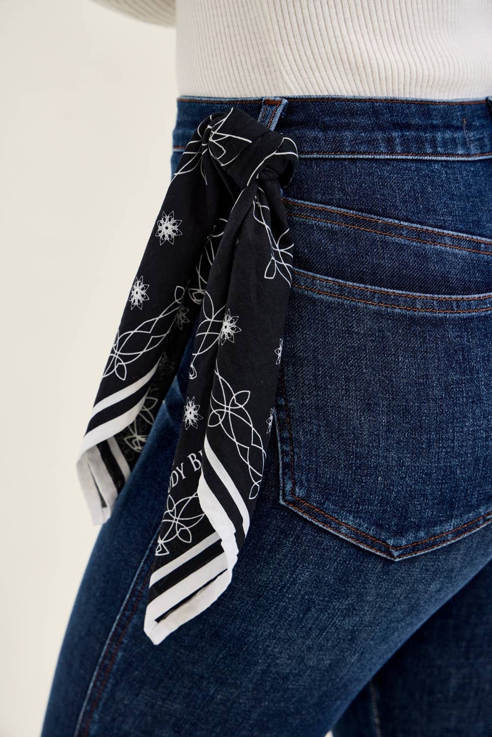 High Waist Dark Wash Bandana Skinny Jeans - Judy Blue