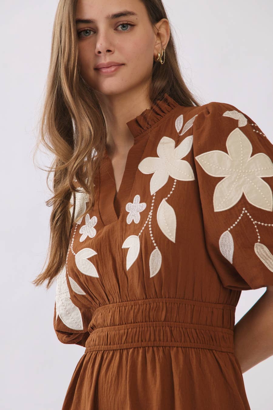 Plus Embroidered Midi Dress