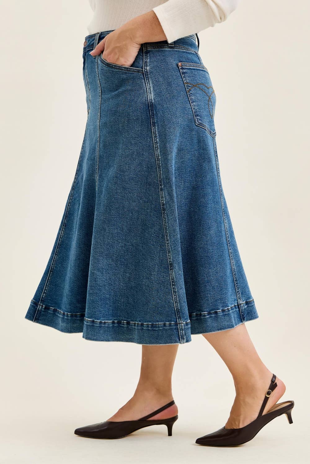 High Waisted Lasso Skirt Medium Stone (Plus) - Judy Blue