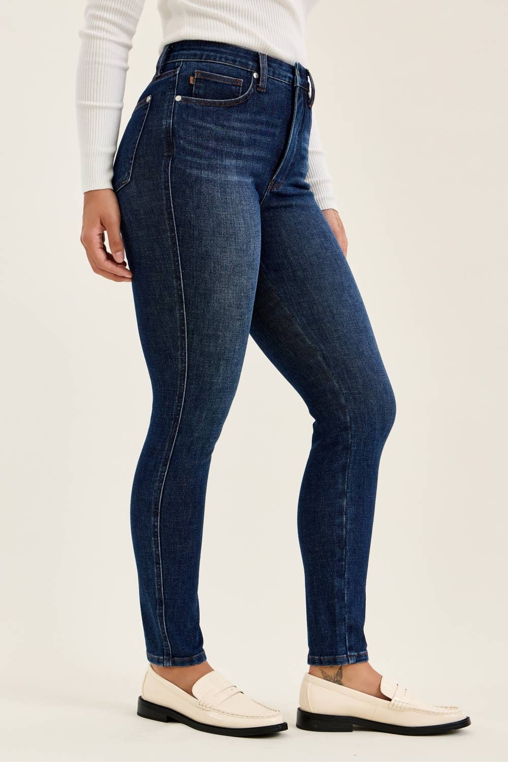 High Waist Dark Wash Bandana Skinny Jeans - Judy Blue