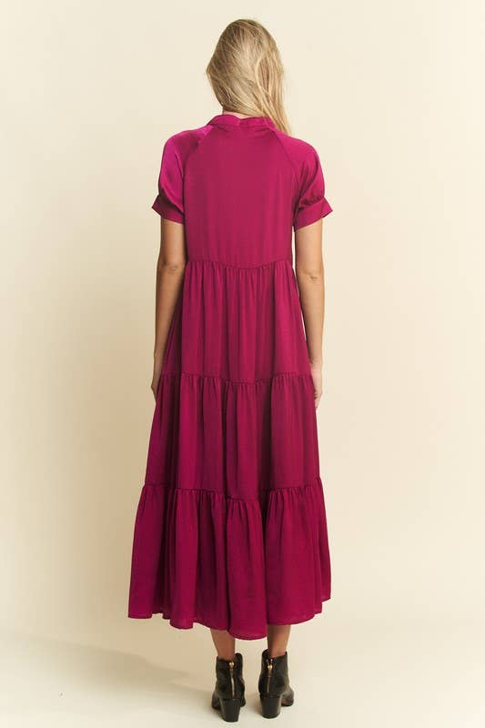 Black Polyester Button-Down Dress