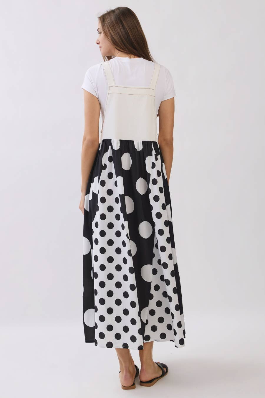 Plus Color Block Polka Dot Overall Maxi Dress