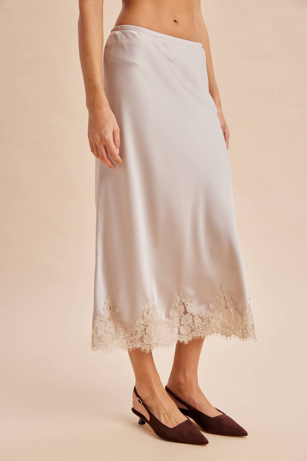 SATIN LACE TRIM SKIRT