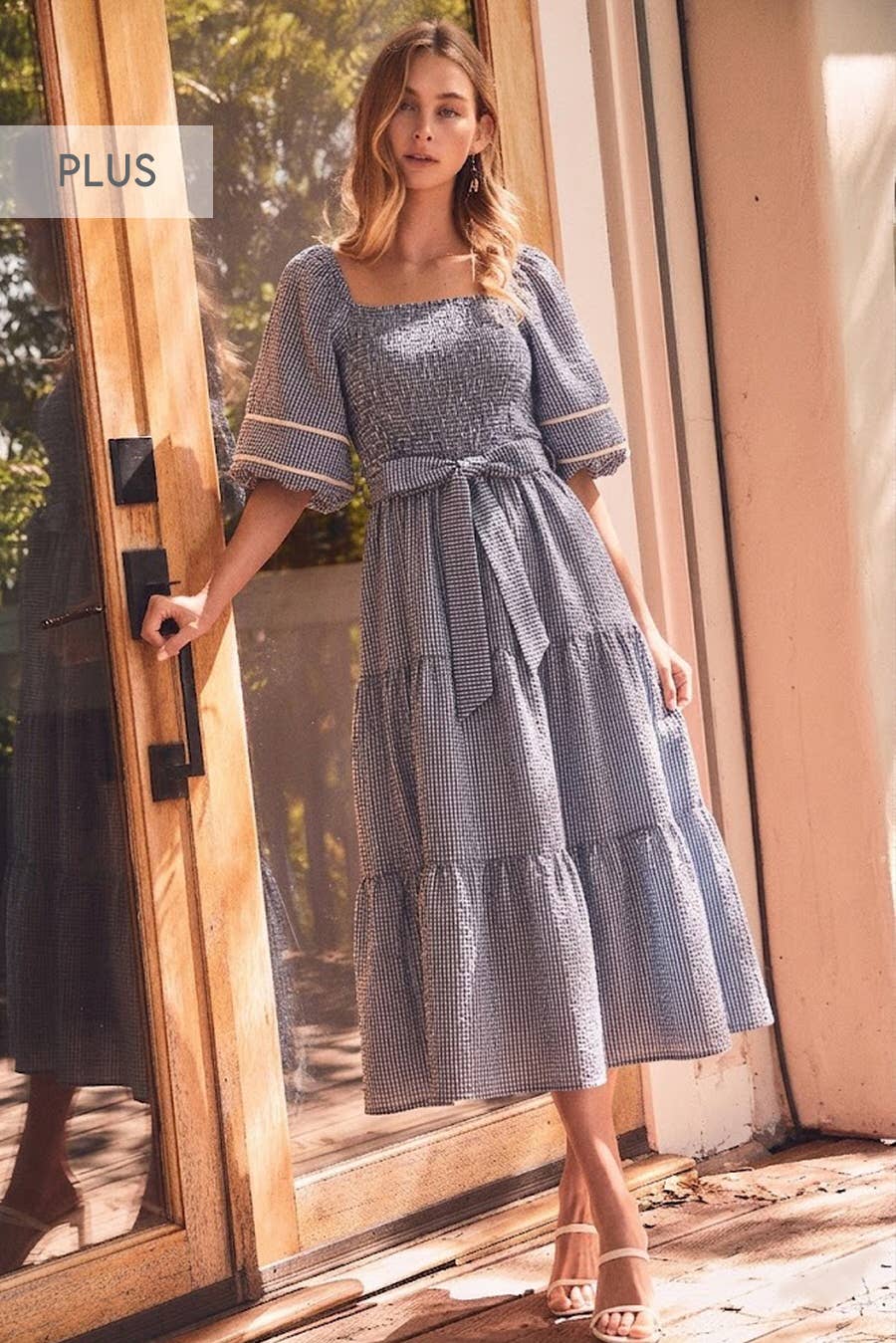 Plus Textured Midi Dress