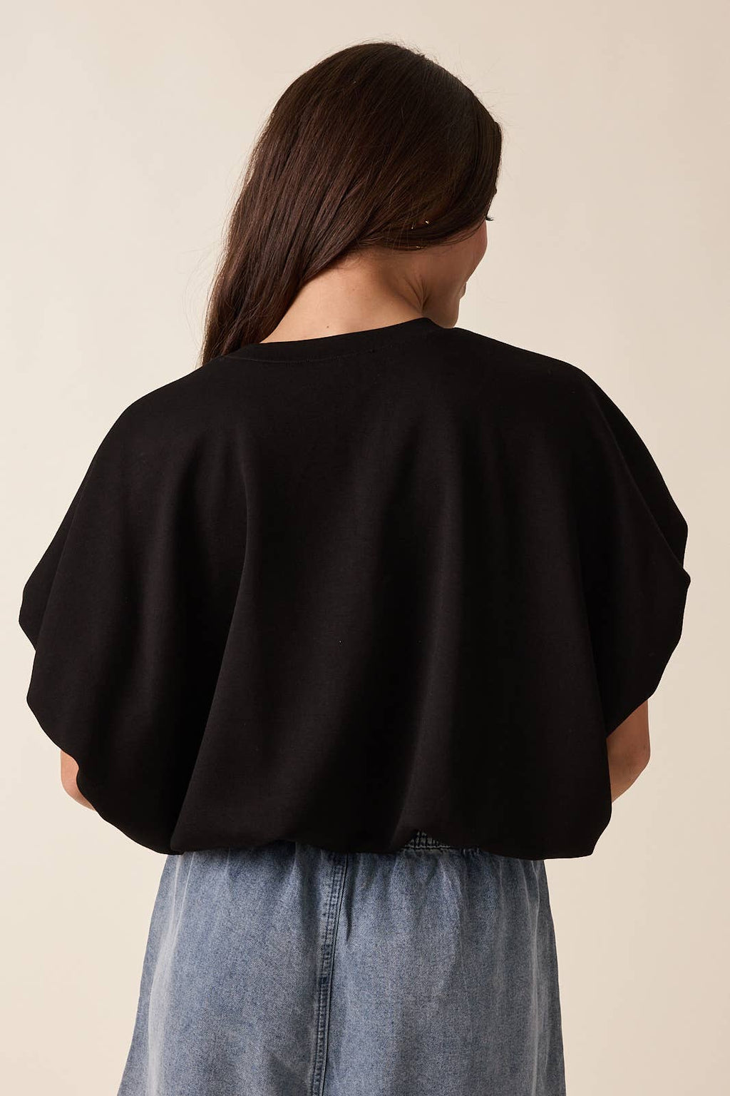 Black Bubble Hem Top