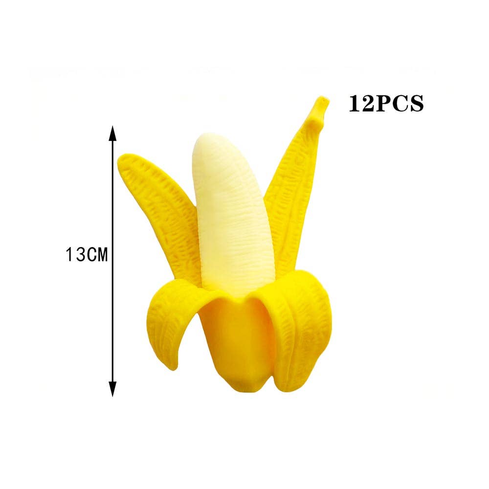 12PCS - Banana Peel Squeeze Squishy Stress Relief Toy