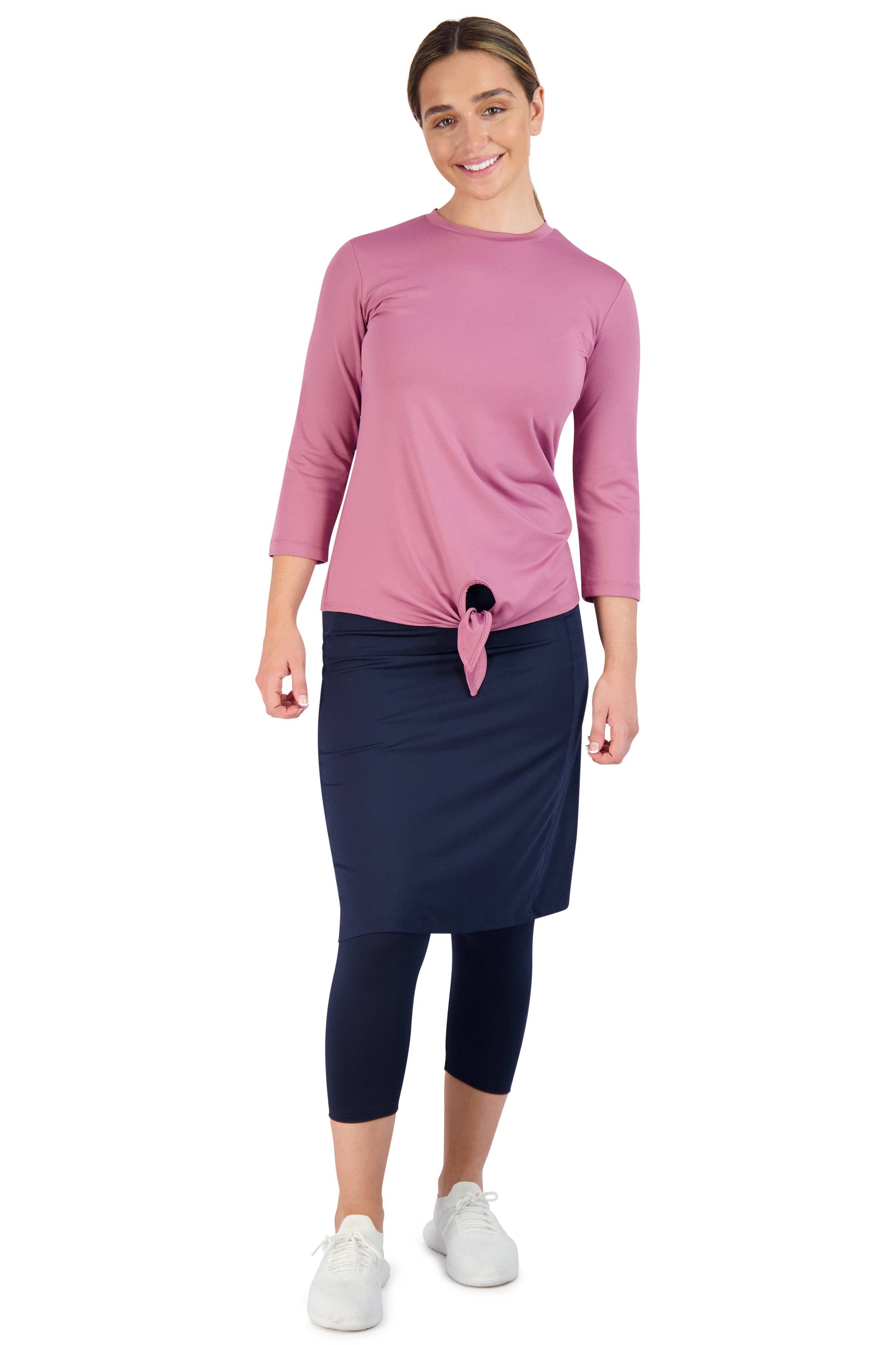 Snoga Women's Modest Fit Skirted Leggings - 22" Navy