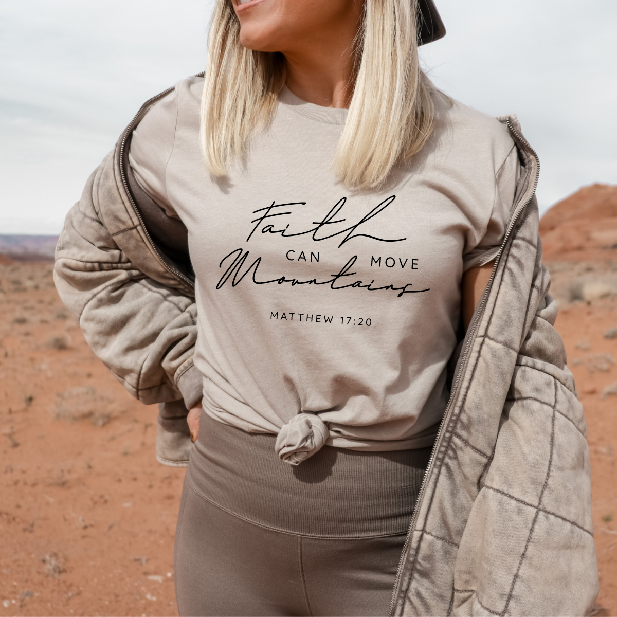 Faith Can Move Mountains Bible Verse Tee - Crew or V-Neck
