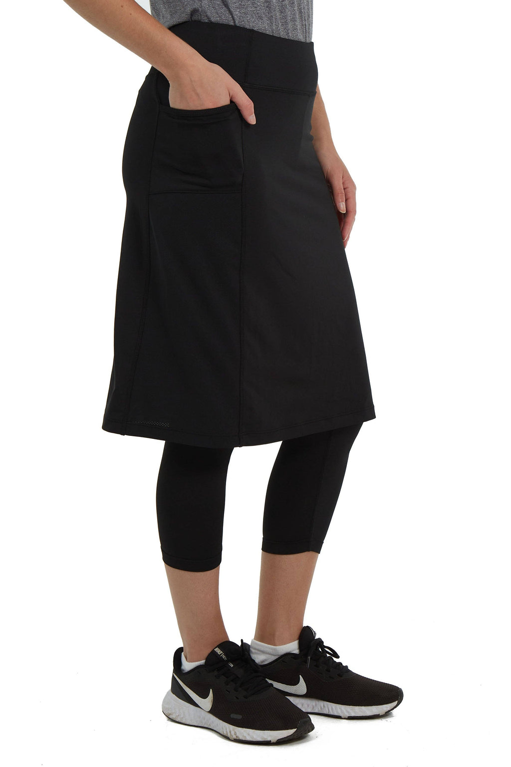 Snoga Sport Skirted Leggings with Double Pockets - Black