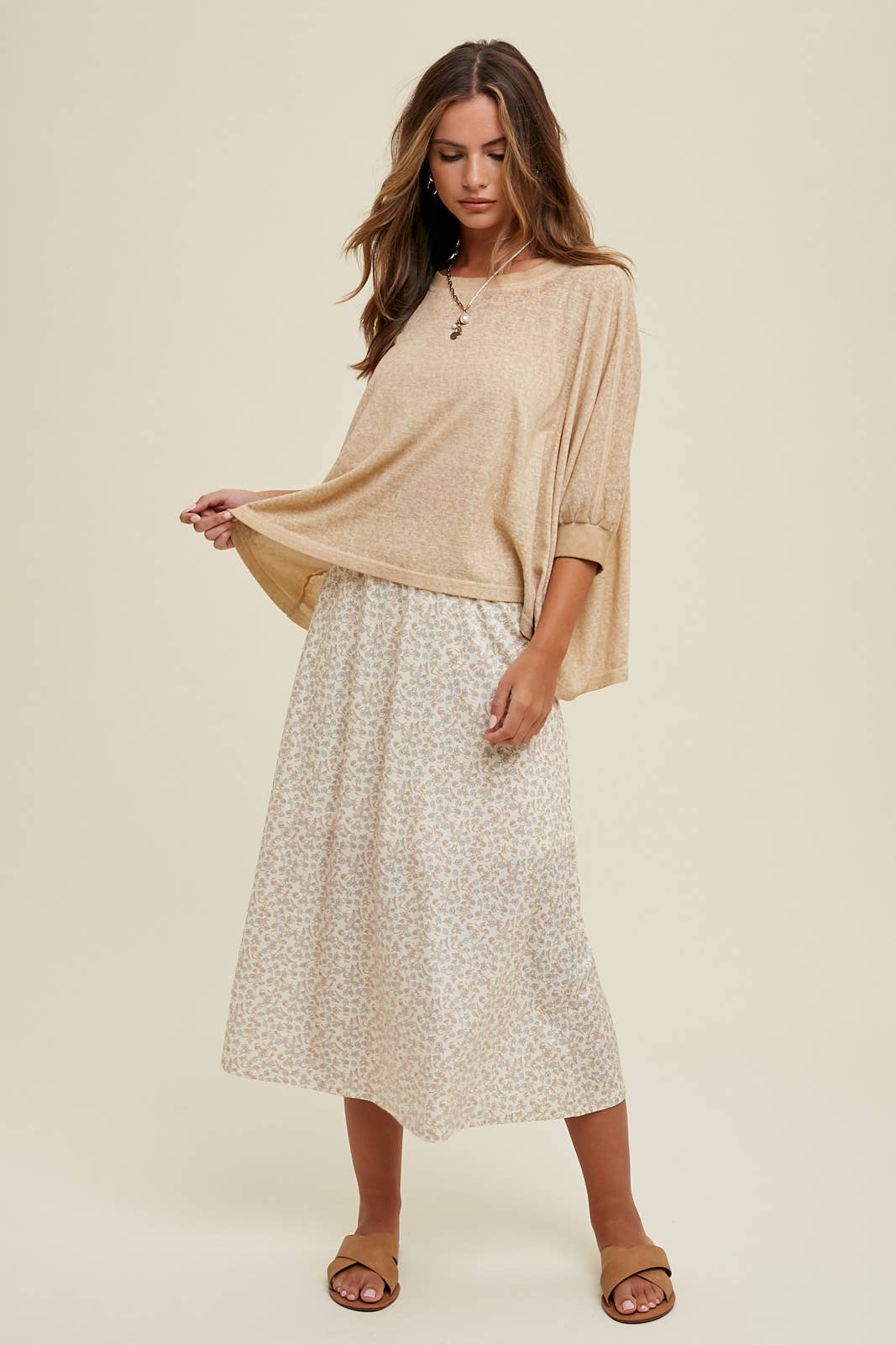 Taupe Boxy Relaxed Fit Top
