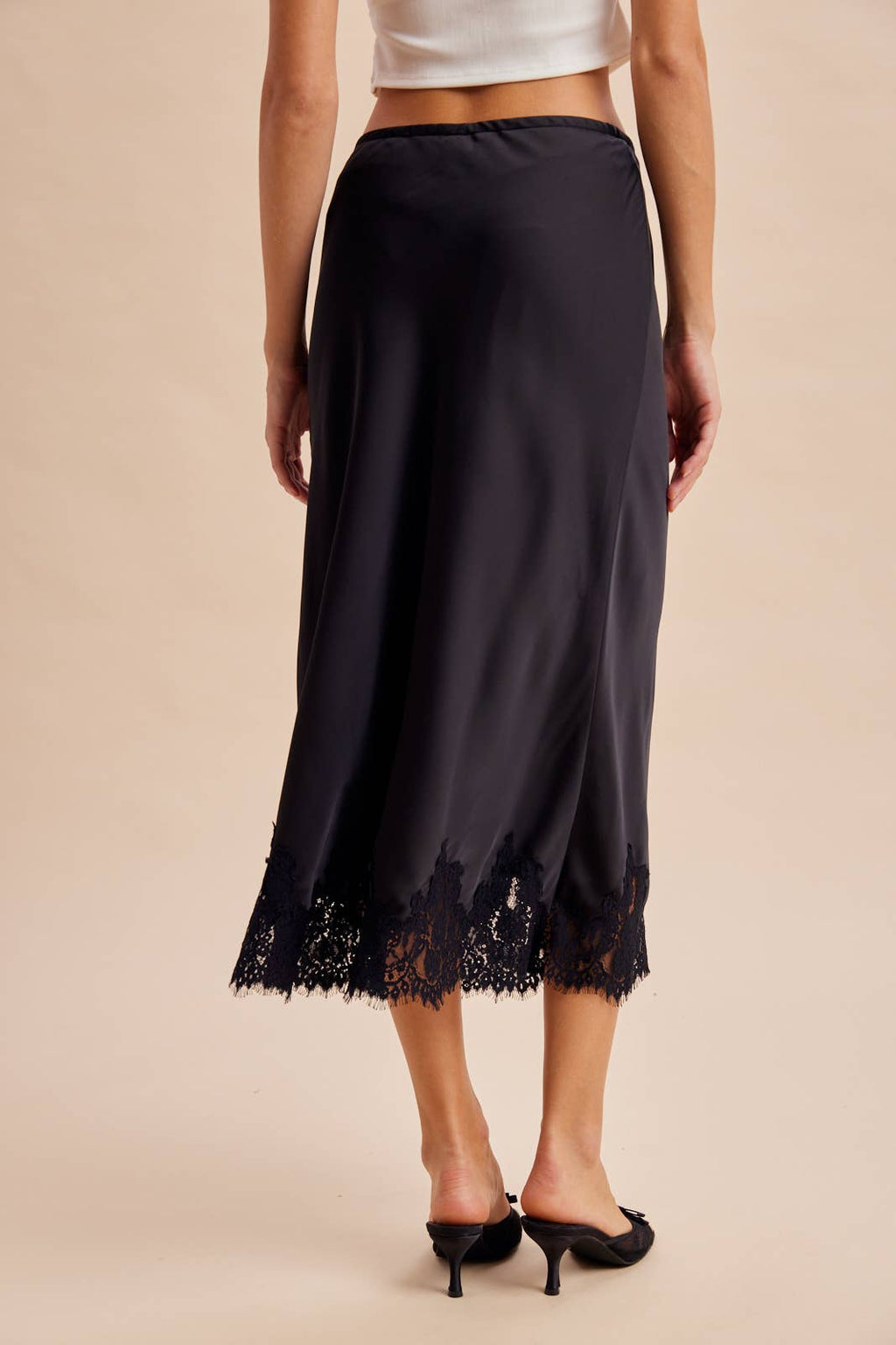SATIN LACE TRIM SKIRT