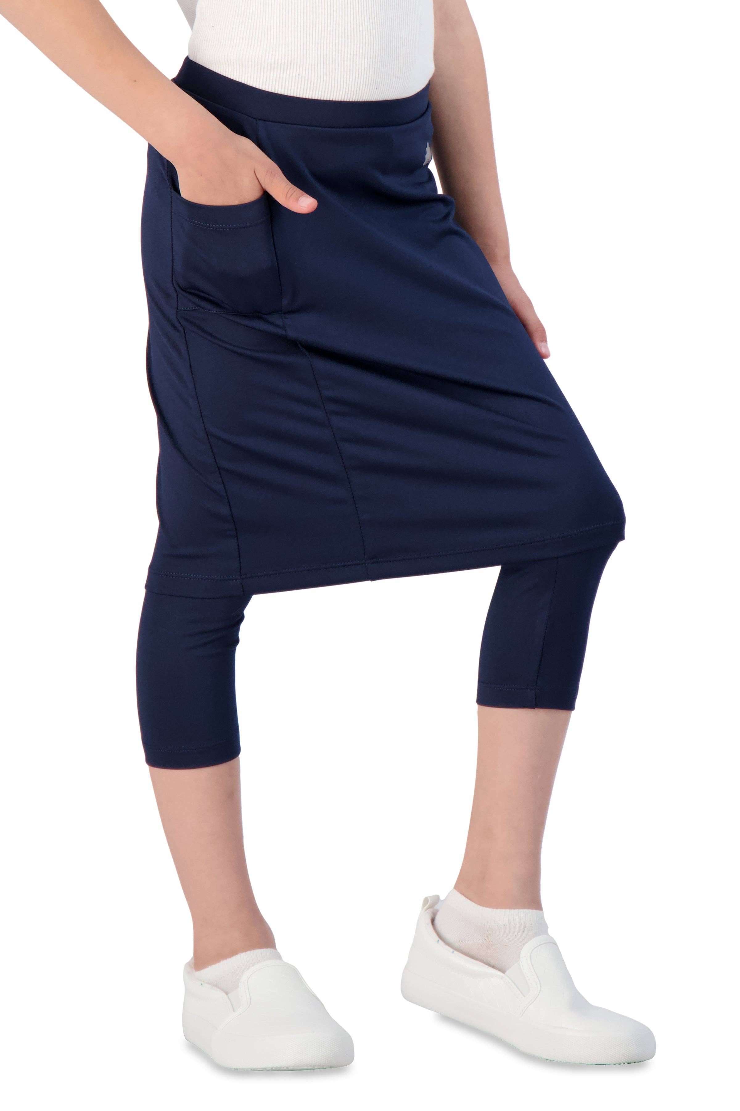 Snoga Girl’s Modest Fit Skirted Leggings - Navy