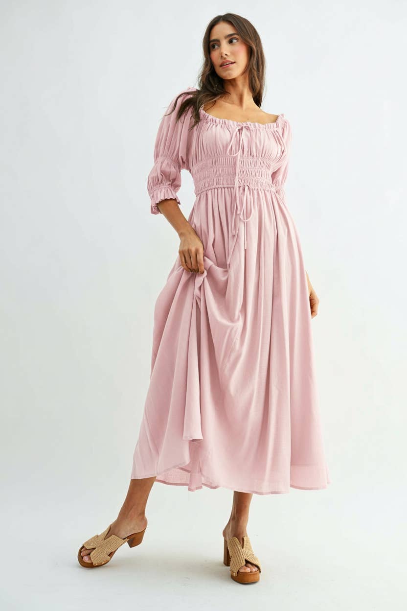 Navy Off or On Shoulder Pleated Maxi Dress