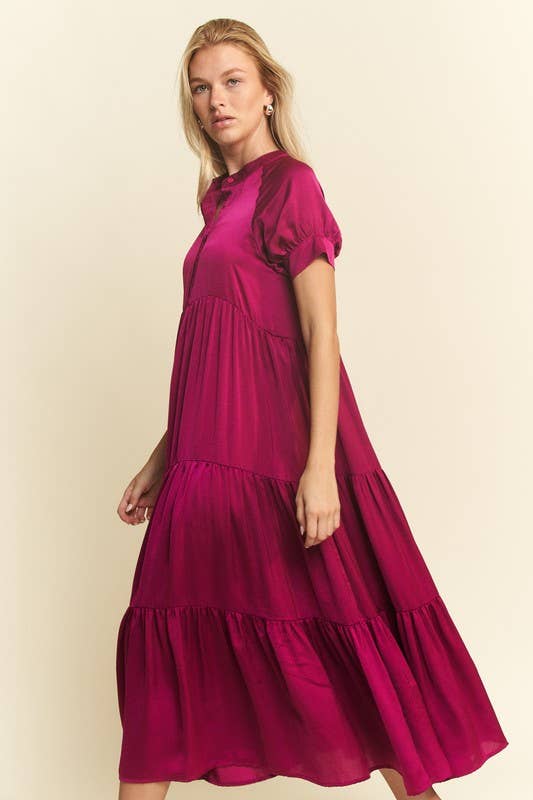 Black Polyester Button-Down Dress