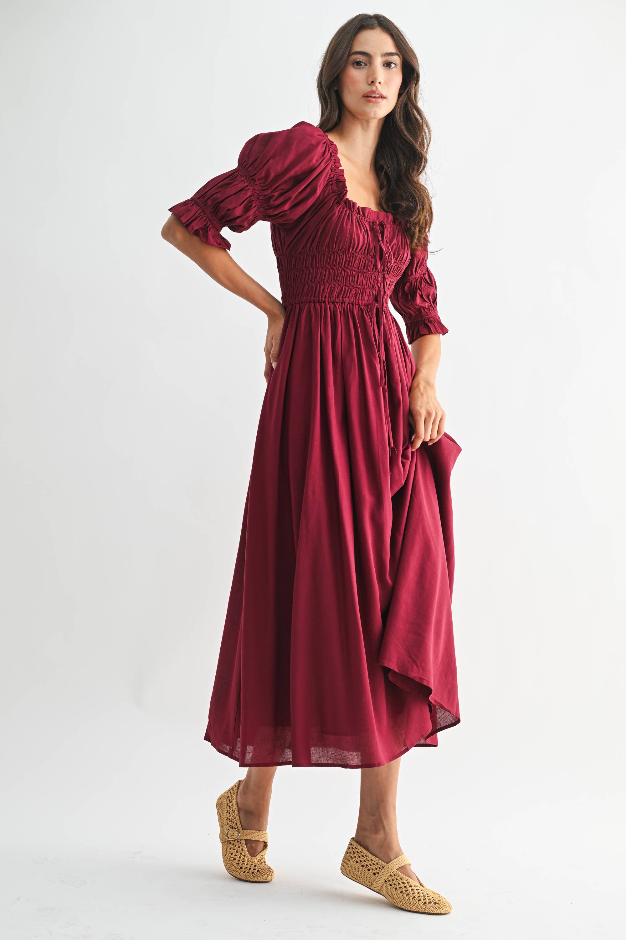 Navy Off or On Shoulder Pleated Maxi Dress