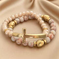 (2 Set) Cute Pair of Stackable Cross Bracelets for Women