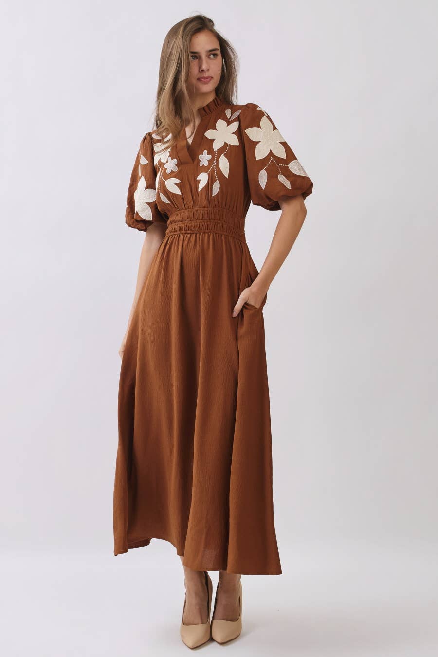 Embroidered Midi Dress