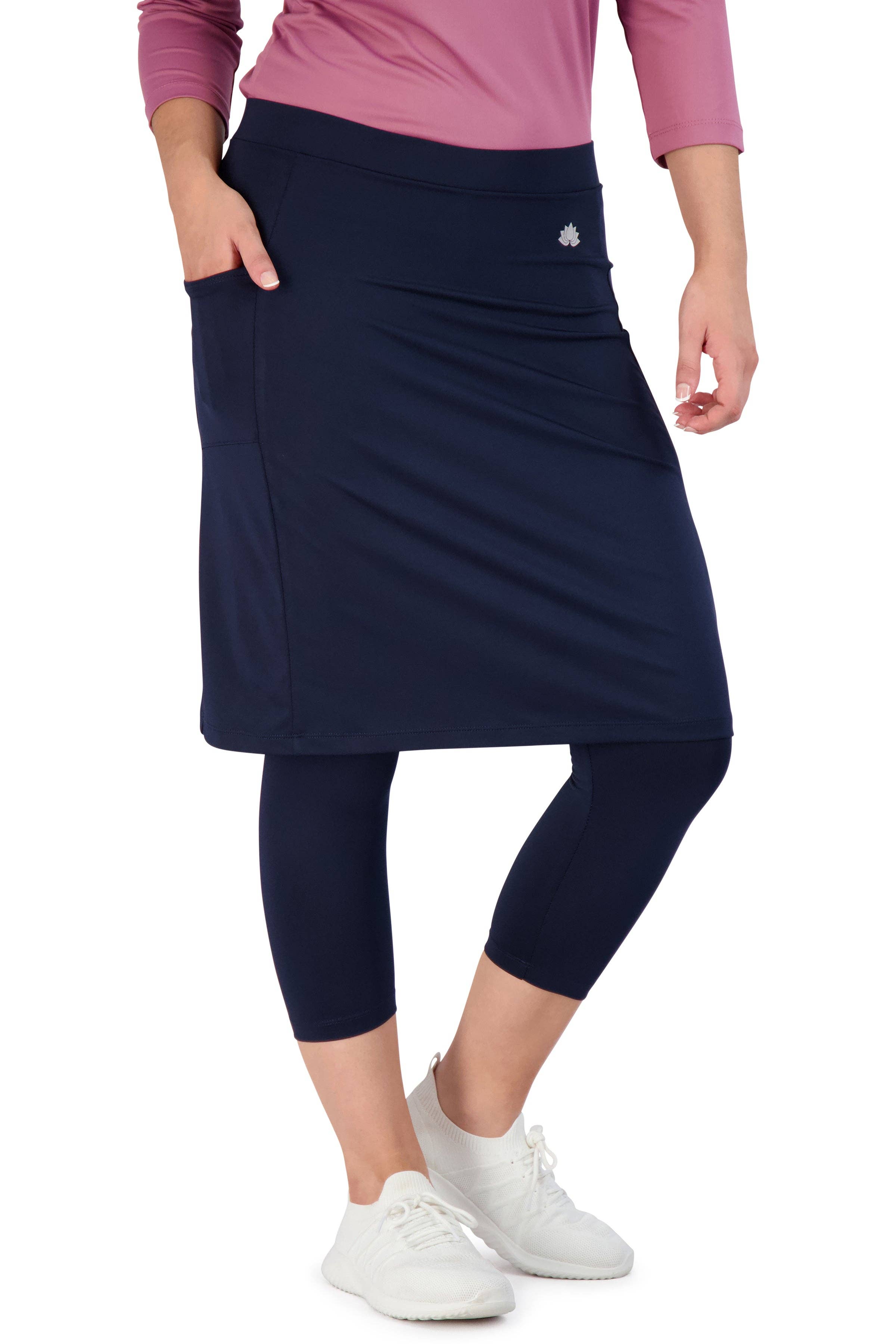 Snoga Women's Modest Fit Skirted Leggings - 22" Navy