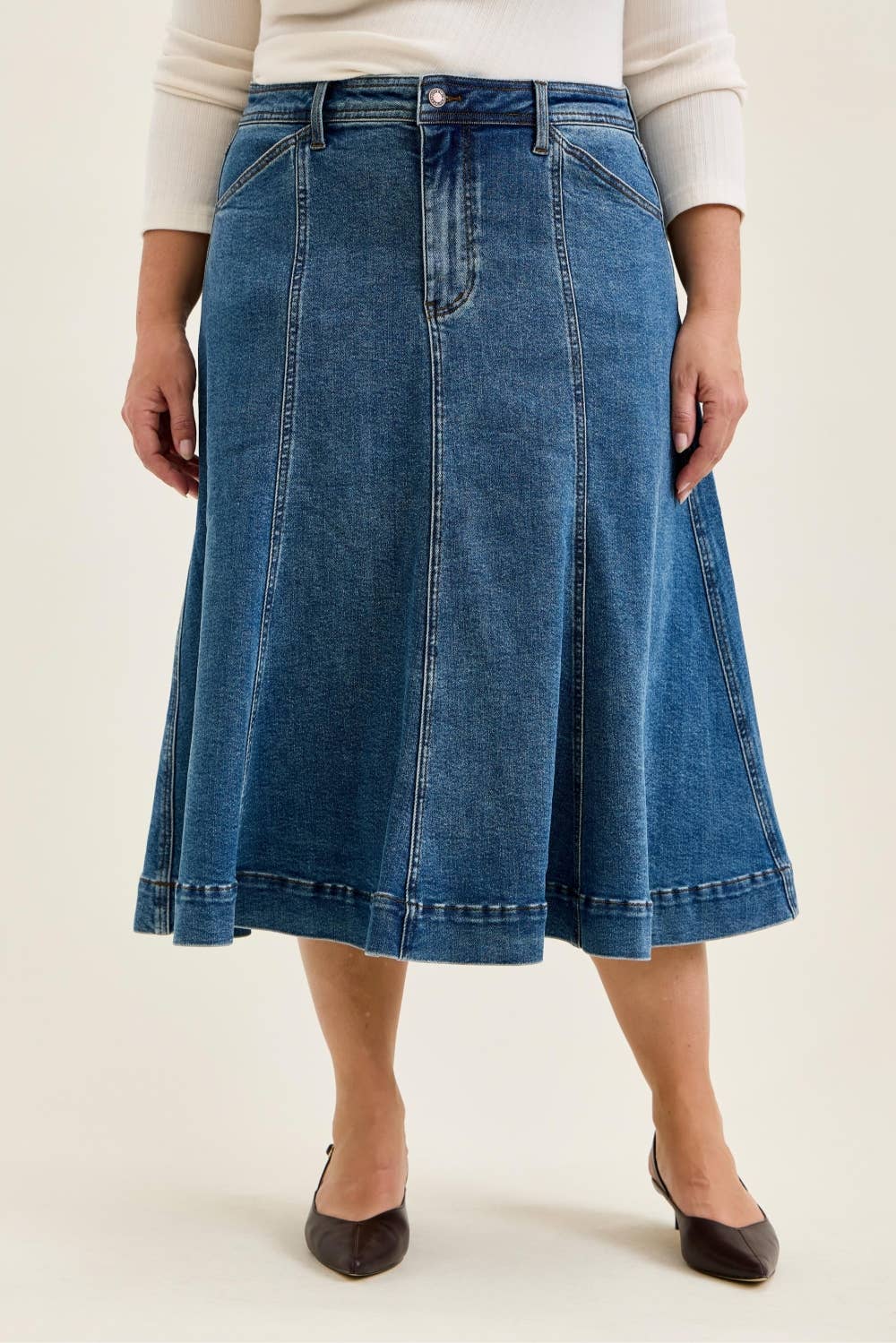 High Waisted Lasso Skirt Medium Stone (Plus) - Judy Blue