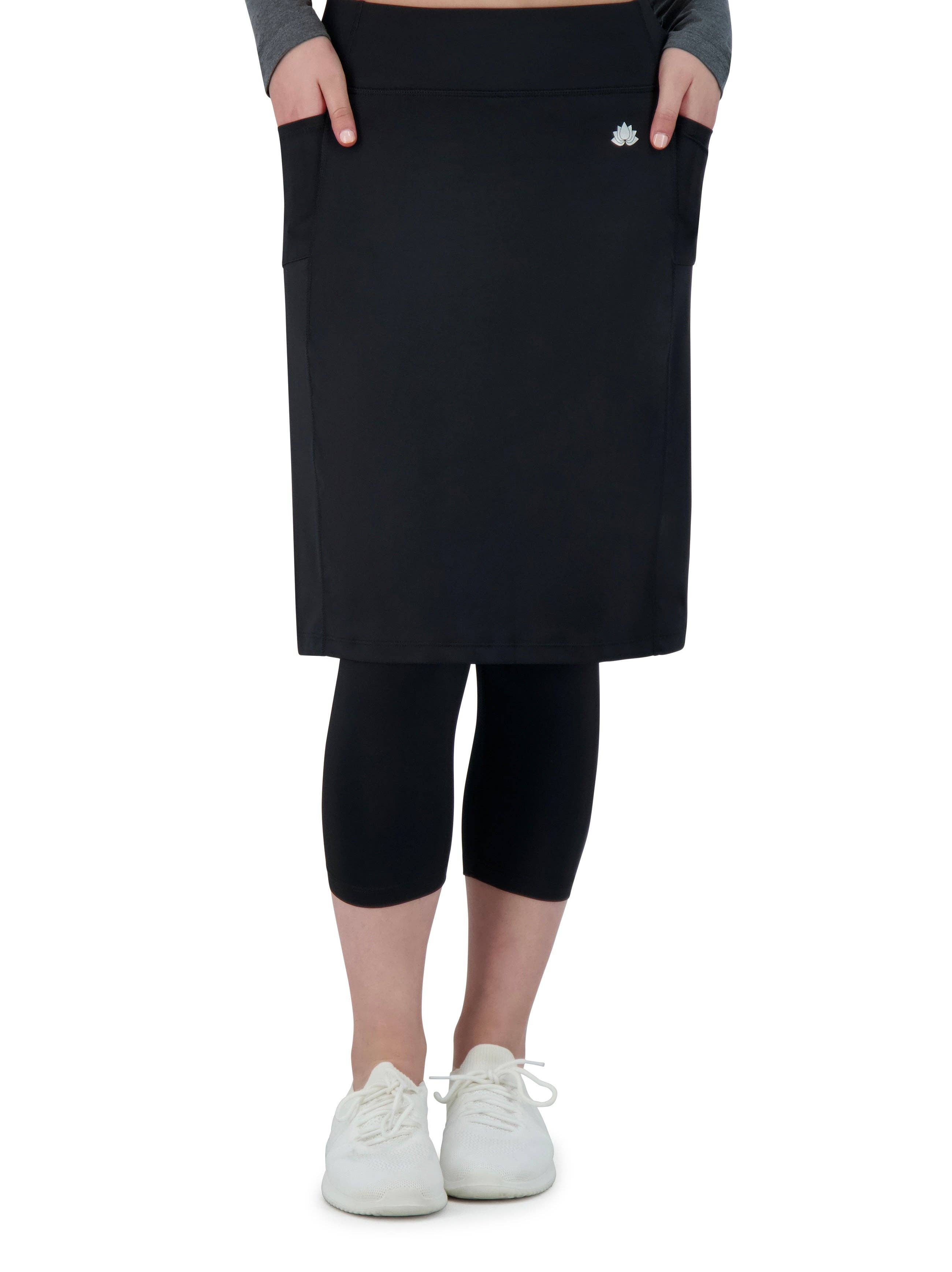 Snoga Sport Skirted Leggings with Double Pockets - Black