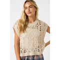 Crochet Open Knit Short Sleeve Sweater Top