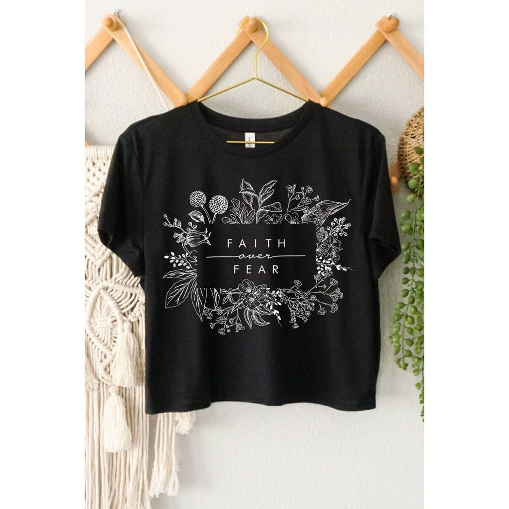 FAITH OVER FEAR GRAPHIC CROP TOP
