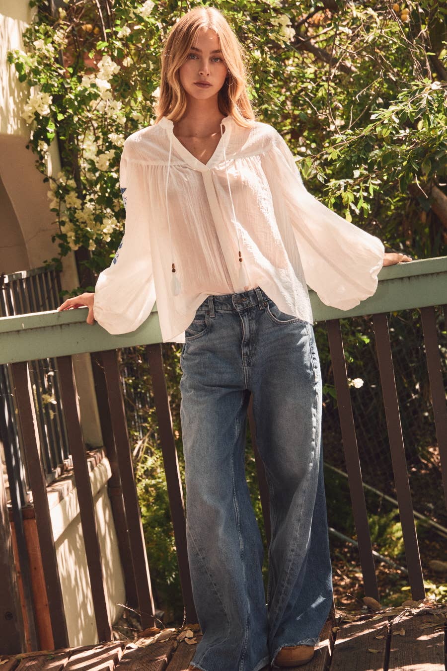 Plus Crinkled Peasant Top