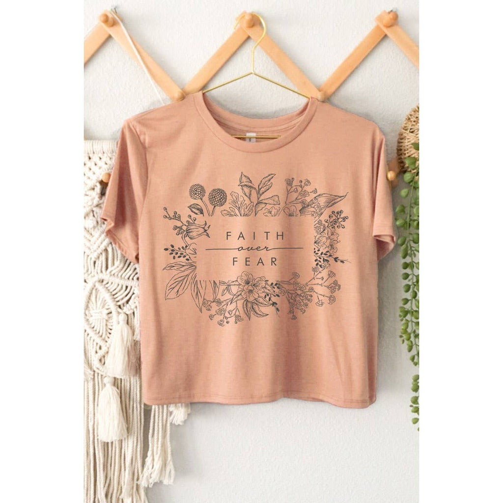 FAITH OVER FEAR GRAPHIC CROP TOP
