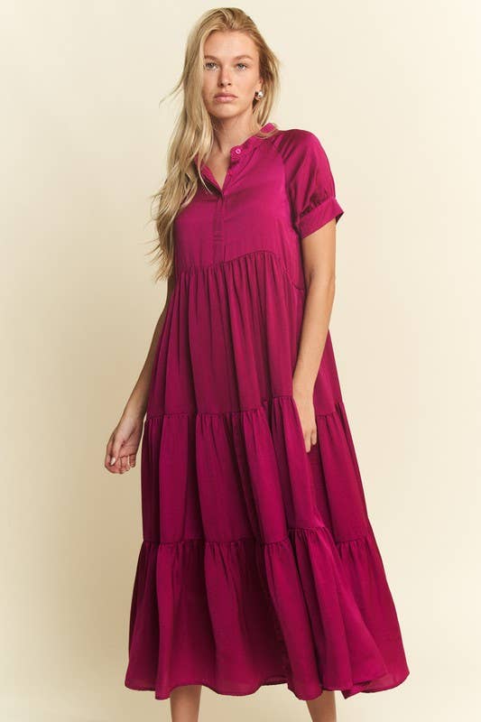 Black Polyester Button-Down Dress