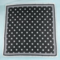 Polka Dot With Dotted Border Print Satin Square Scarf