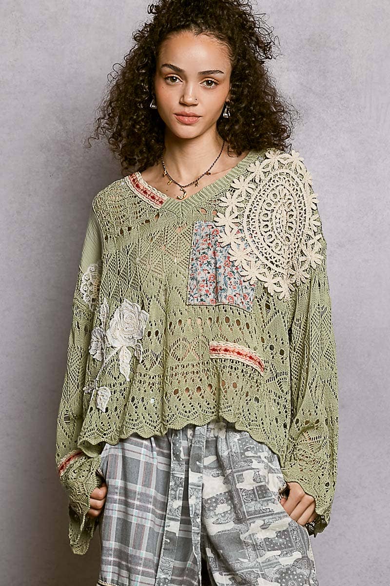 Chartreuse Green Oversized Sweater Top