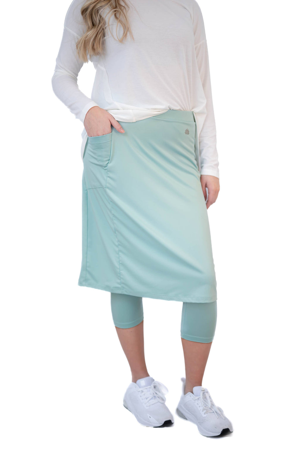 Snoga Modest Fit Skirted Leggings - 24" Pastel Turquoise