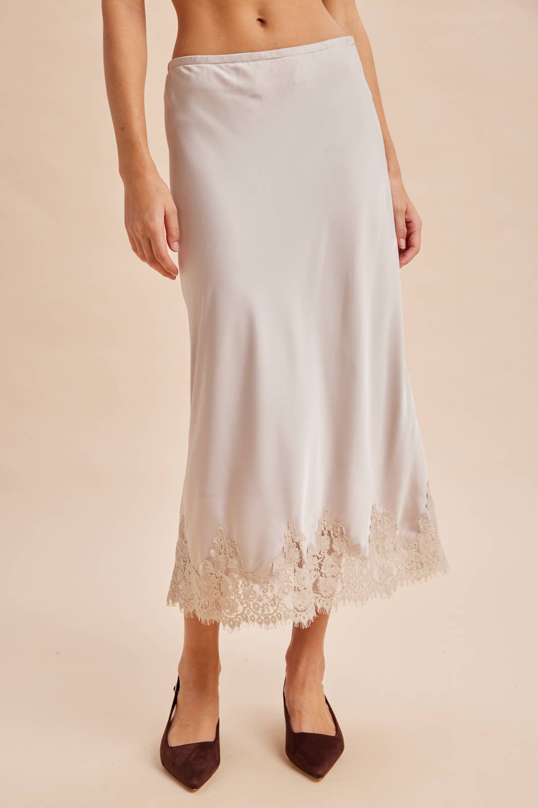 SATIN LACE TRIM SKIRT