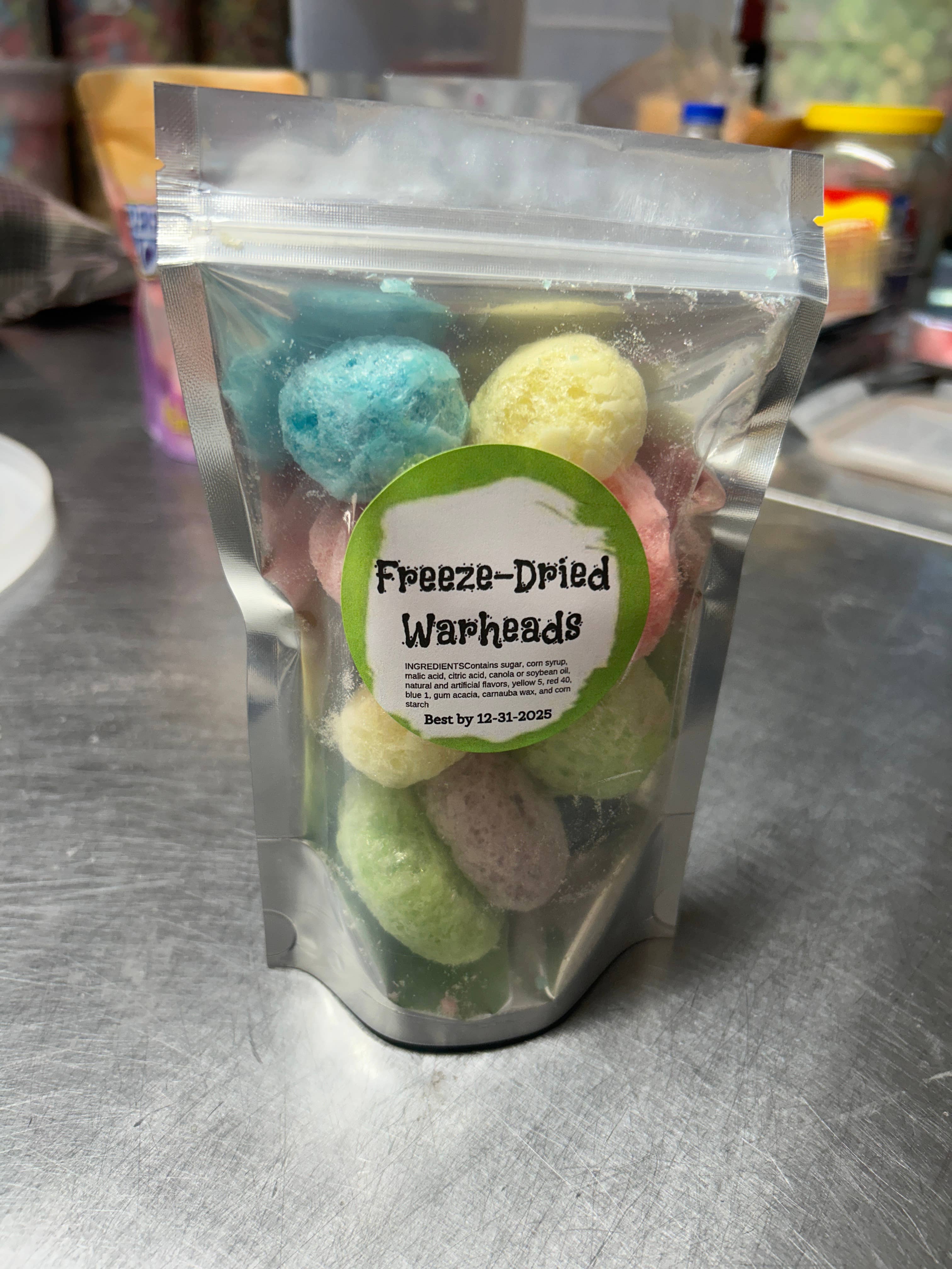 Freeze dried candy warheads