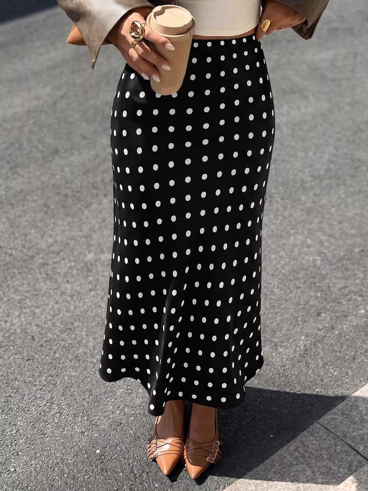 Polka Dot Midi Skirt