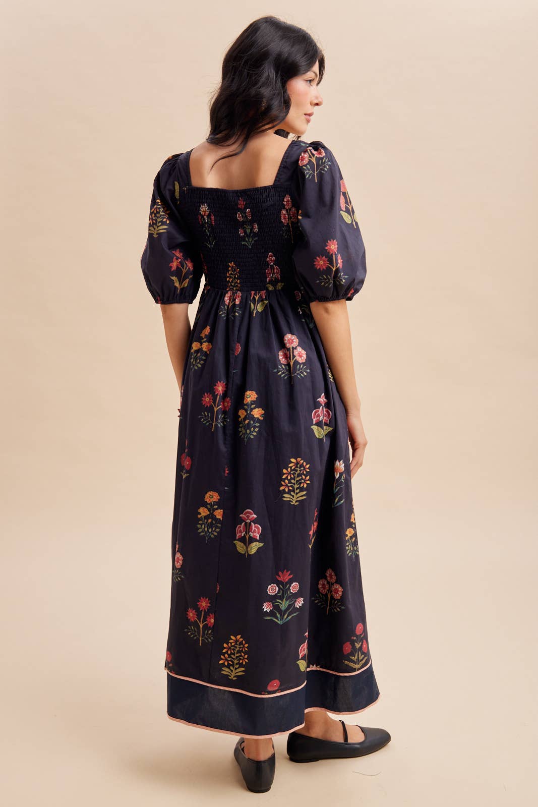 Black Floral Maxi Dress with Sweetheart Neckline