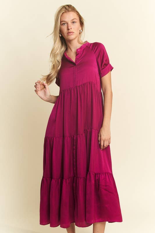 Black Polyester Button-Down Dress