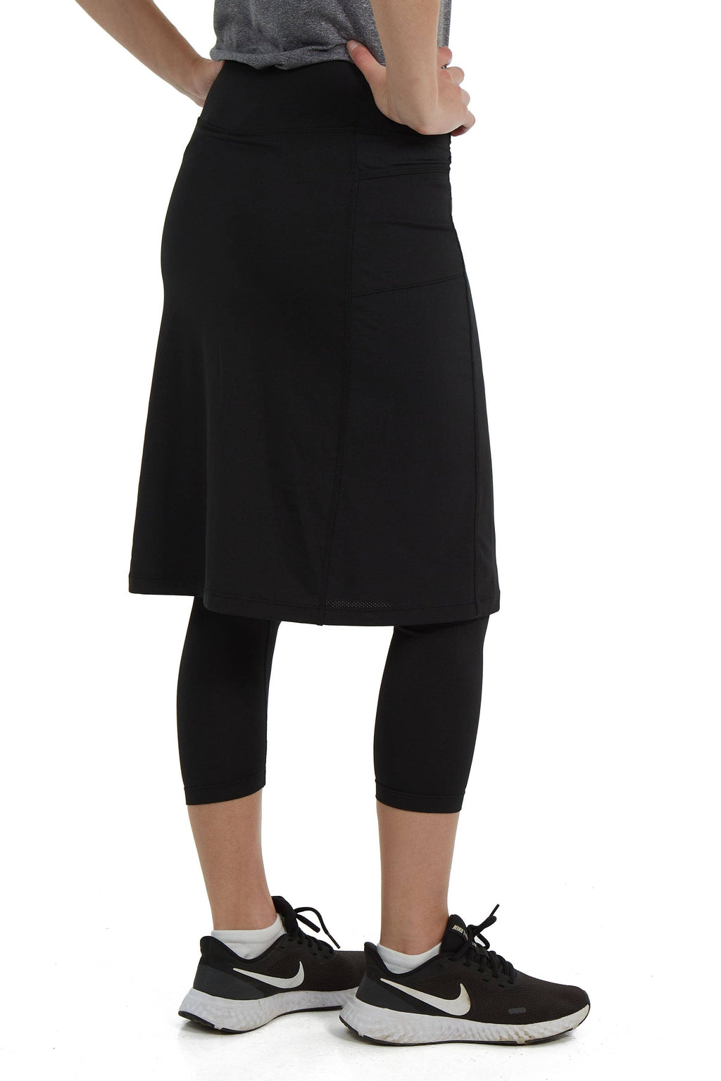 Snoga Sport Skirted Leggings with Double Pockets - Black