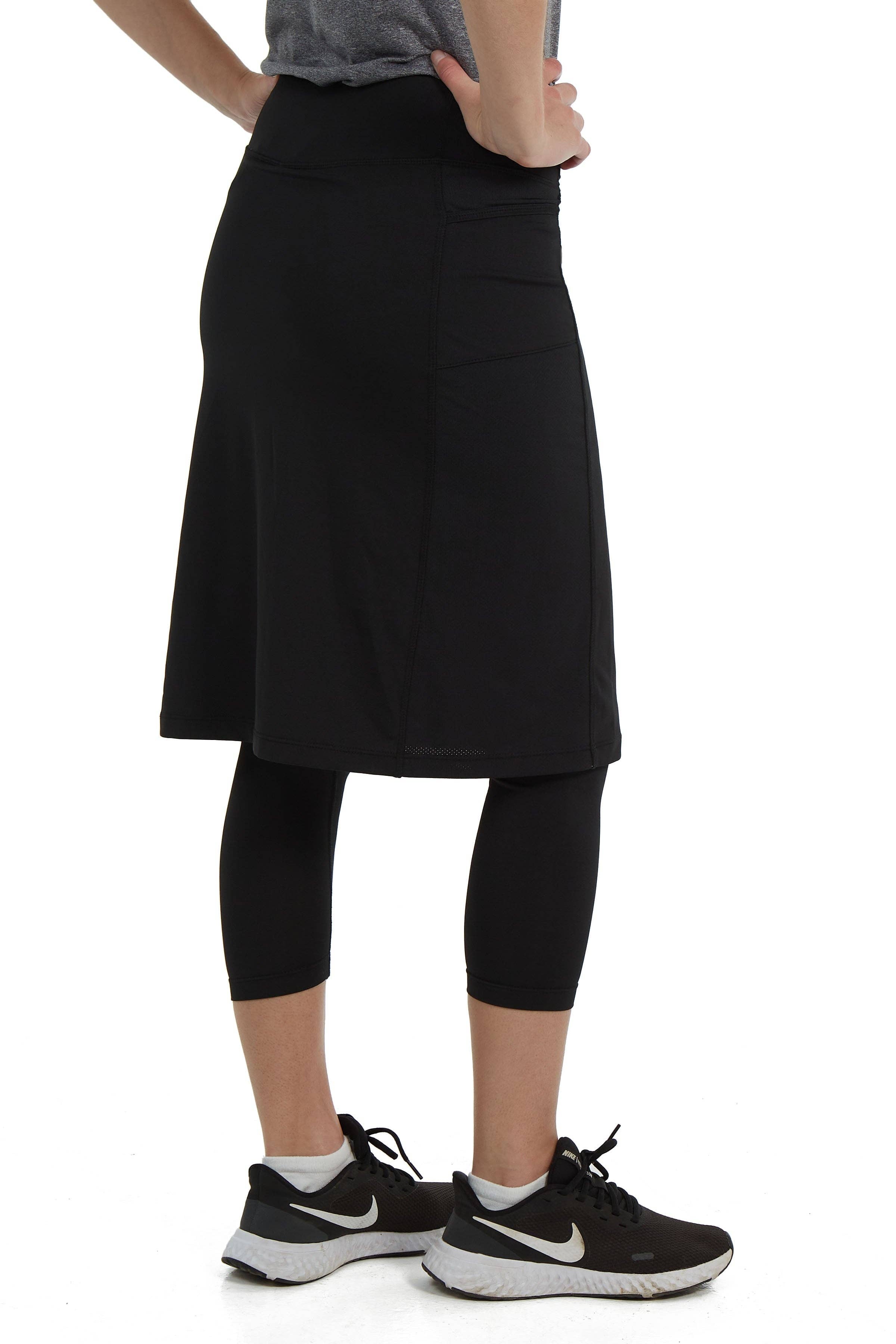 Snoga Sport Skirted Leggings with Double Pockets - Black