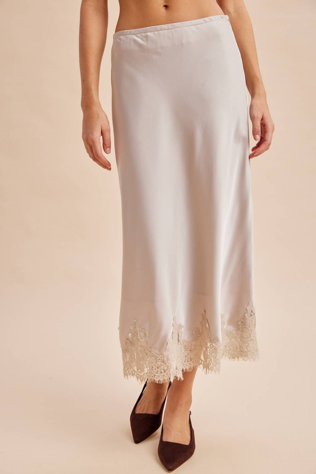 SATIN LACE TRIM SKIRT