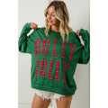 PLAID HOLLY JOLLY LETTERING CHRISTMAS SWEATSHIRT