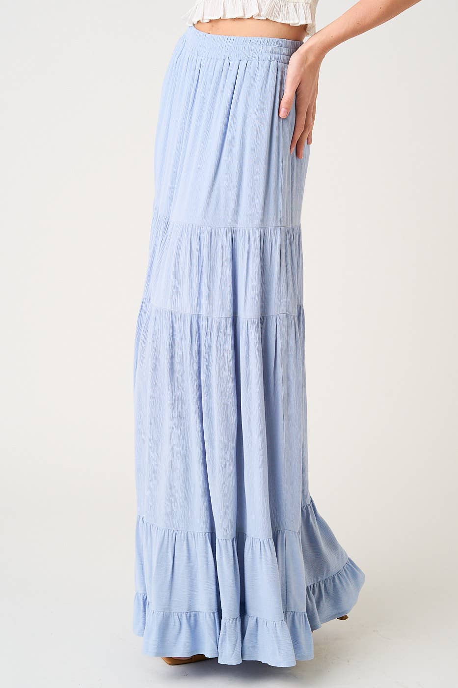 Light Blue Tiered Flowy Skirt