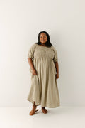 Willow Fall Square Neck Smocked Bodice Midi Dress