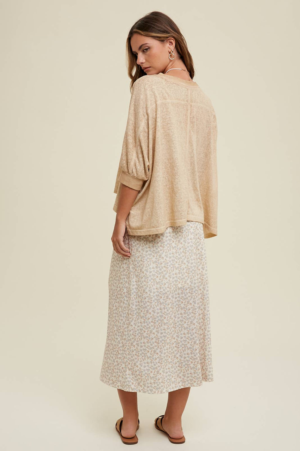 Taupe Boxy Relaxed Fit Top