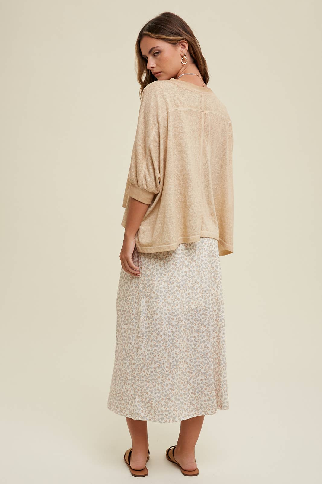 Taupe Boxy Relaxed Fit Top