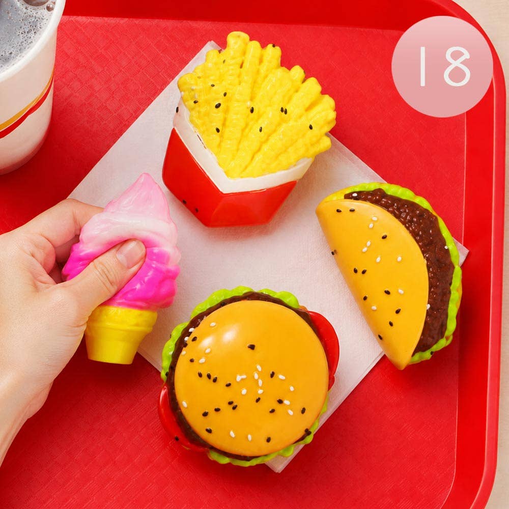 18PCS - Assorted Fast Food Squeeze Squishy Stress Relief Toy