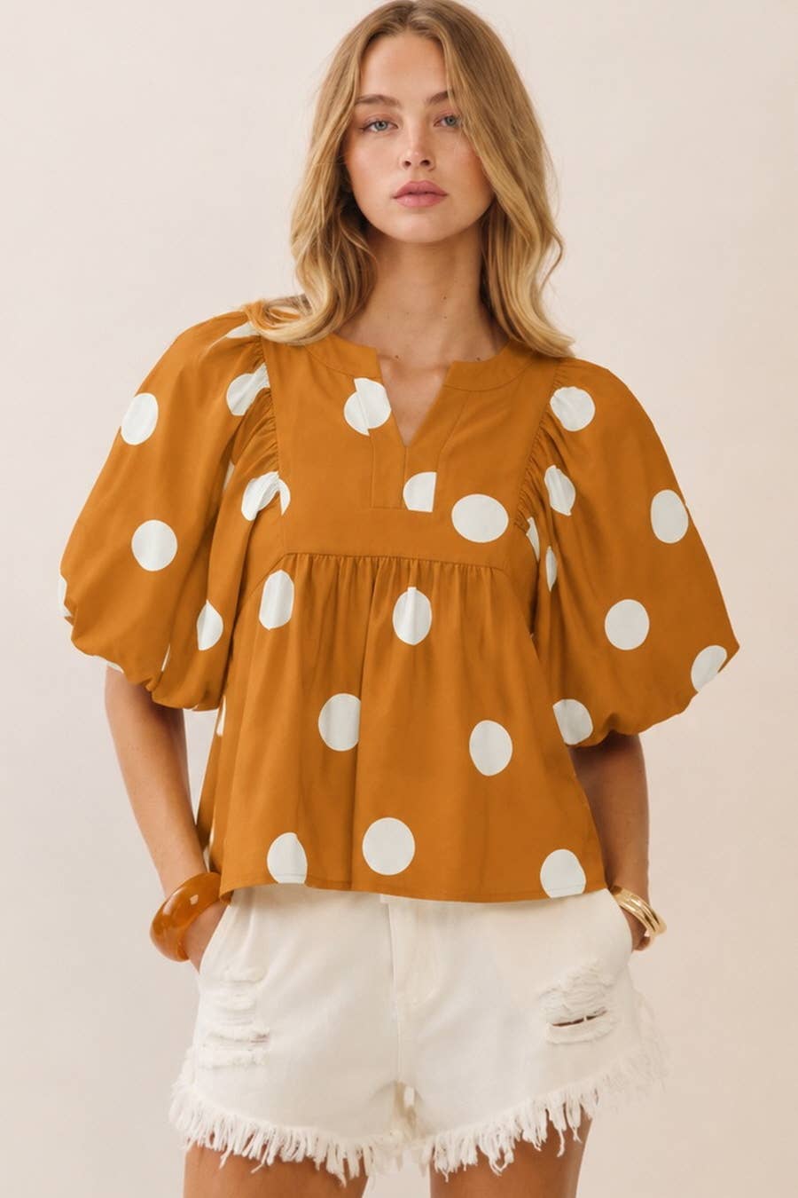 Plus Polka Dot Printed Blouse