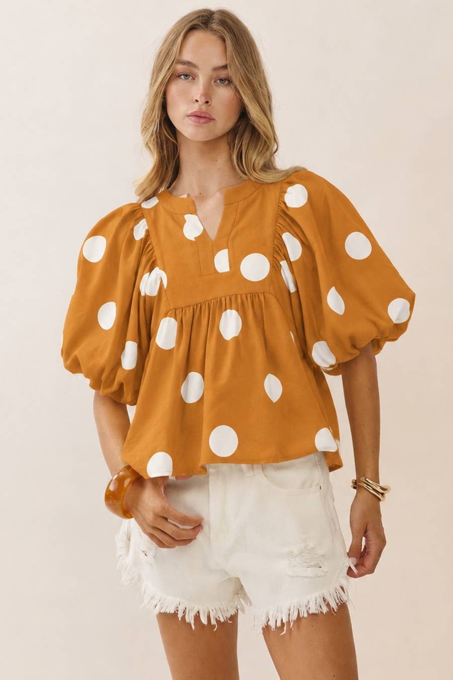 Plus Polka Dot Printed Blouse