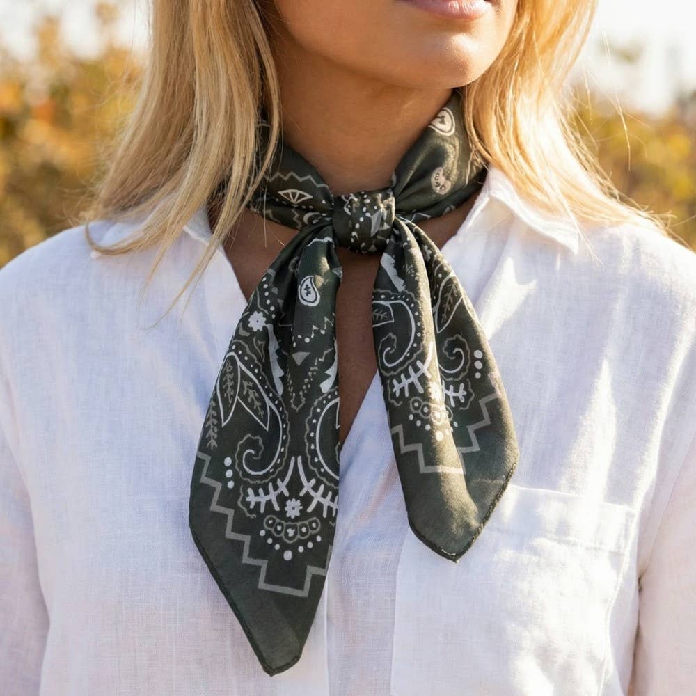 Bandana Paisley Print Satin Square Scarf